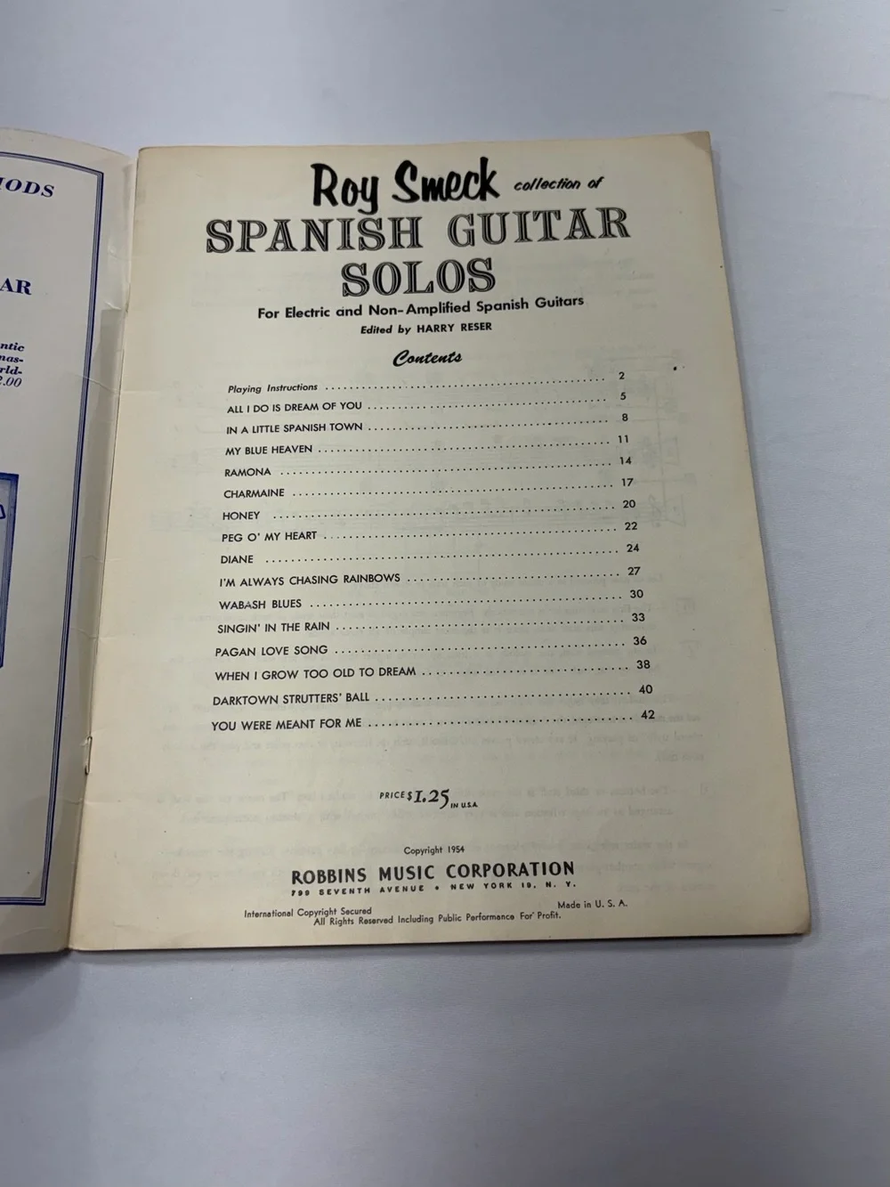 Vintage Roy Smeck Spanish Guitar Solos Sheet Music Book 1954 Robbins Music